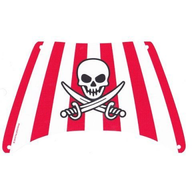 white cloth sail 28 x 18 bottom with red stripes skull and crossed swords pattern