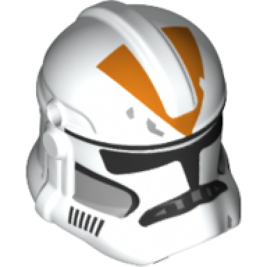 white minifigure headgear helmet sw clone trooper phase 2 with holes with black visor and orange 212th attack battalion markings pattern