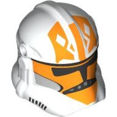 white minifigure headgear helmet sw clone trooper phase 2 with holes with black visor and orange 332nd company pattern