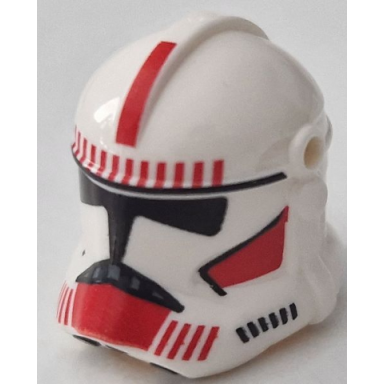 white minifigure headgear helmet sw clone trooper phase 2 with holes with black visor and red markings pattern