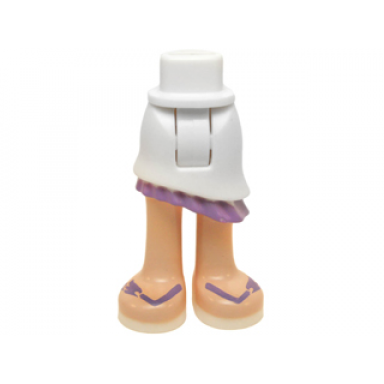 white mini doll hips and asymmetric layered skirt medium lavender ruffle light nougat legs and medium lavender sandals pattern - thick hinge