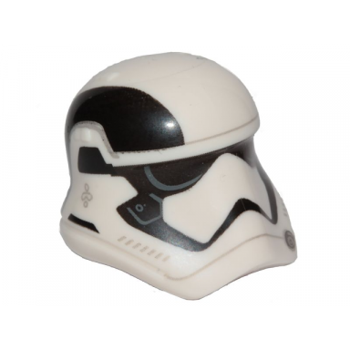 white minifigure headgear helmet sw stormtrooper ep 8 pointed mouth with black stripe on the right side pattern executioner