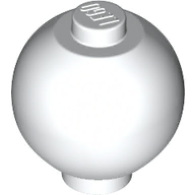 white brick round 2 x 2 sphere with stud robot body