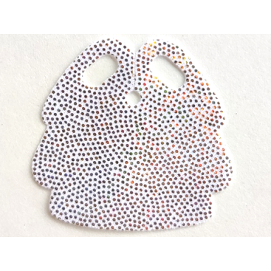 white mini doll skirt cloth friends with silver iridescent dots pattern