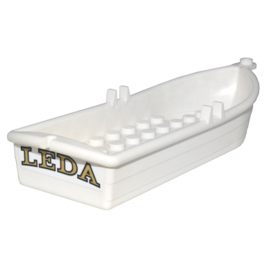 boat 14 x 5 x 2 with oarlocks without hollow inside studs with tan and black leda pattern sticker - set 21335