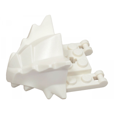 white dragon head ninjago jaw with spikes 8 studs and 2 bar handles on back