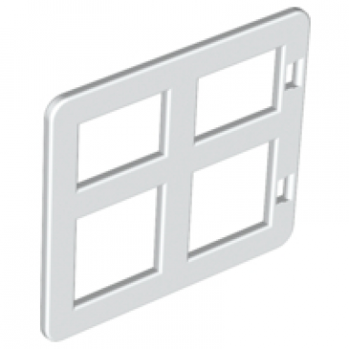white duplo door window pane 1 x 4 x 3 with 4 different size panes square corners