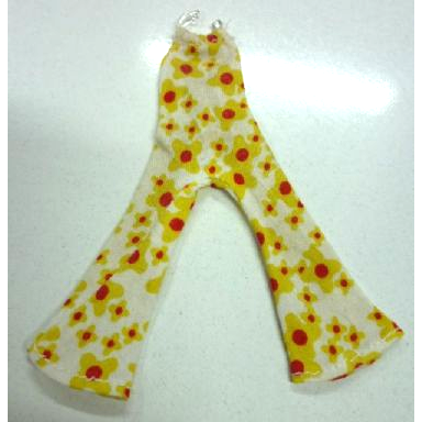 white scala clothes female body suit with bell bottoms with yellow flowers pattern