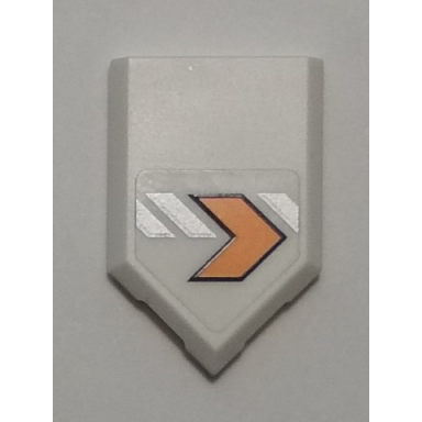 white tile modified 2 x 3 pentagonal with orange arrow model left side pattern sticker - set 70348