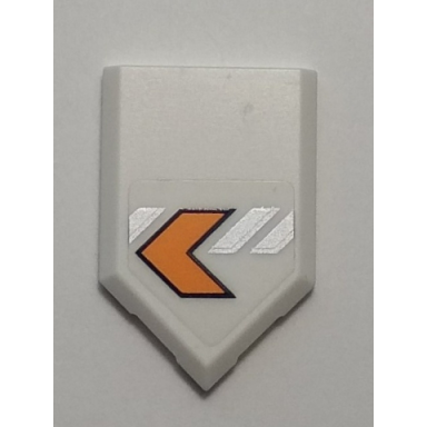 white tile modified 2 x 3 pentagonal with orange arrow model right side pattern sticker - set 70348