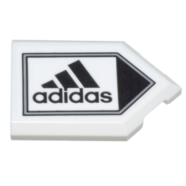 white tile modified 2 x 3 pentagonal with black adidas logo and black triangle pattern sticker - set 10299