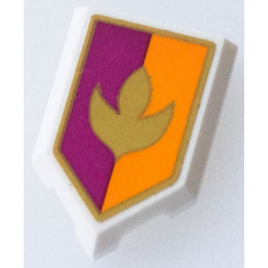 white tile modified 2 x 3 pentagonal with gold arendelle crest flower and border on bright light orange and magenta background pattern sticker - set 43175