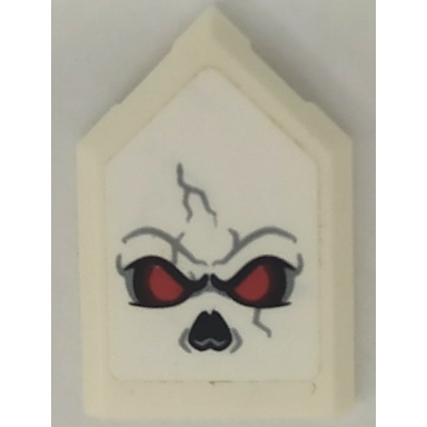 white tile modified 2 x 3 pentagonal with skull red eyes black nose and light bluish gray cracks pattern sticker - set 76096