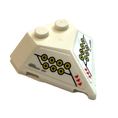 white wedge 4 x 4 pointed with gold circles red triangles and black lines pattern on both sides stickers - set 71765