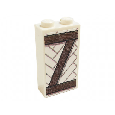 white brick 1 x 2 x 3 with planks with wood grain pattern 1 sticker - set 75980