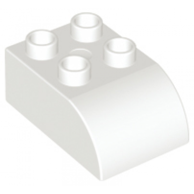 white duplo brick 2 x 3 slope curved