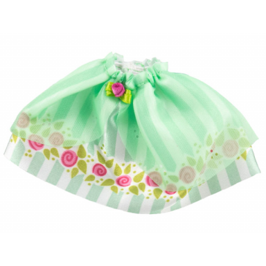white belville clothes skirt long satin with light green stripes and roses pattern and sheer medium green layer