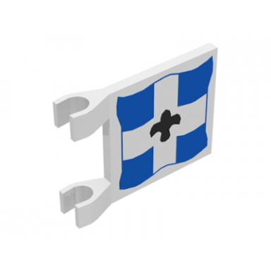 white flag 2 x 2 square with imperial soldier black symbol over white cross on blue background pattern on both sides