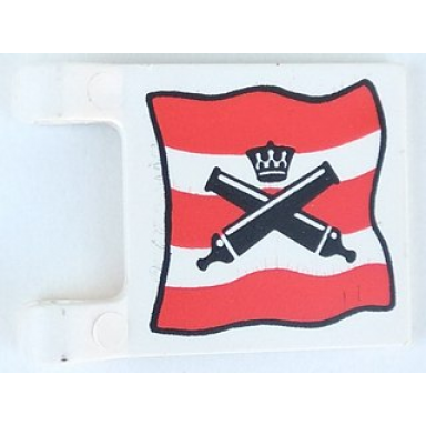 flag 2 x 2 square with crossed cannons over red stripes black outline pattern