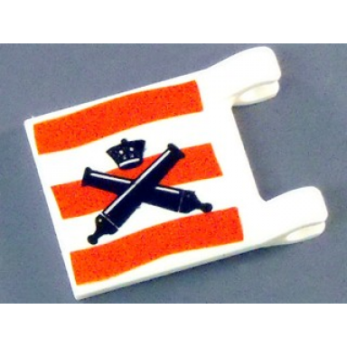 white flag 2 x 2 square with crossed cannons over red stripes no outline pattern