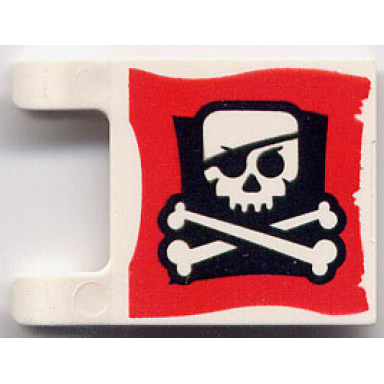 flag 2 x 2 square with skull and crossbones with eye patch on red background pattern