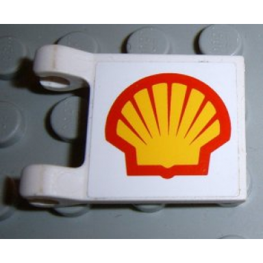 white flag 2 x 2 square with shell logo pattern on both sides stickers - set 2554