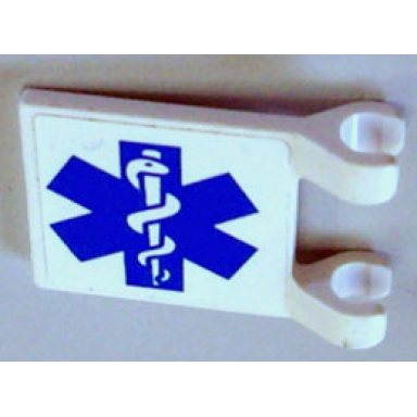 white flag 2 x 2 square with emt star of life pattern on both sides stickers - set 3312