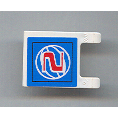 white flag 2 x 2 square with red number 2 and white wire frame basketball on blue background pattern sticker - sets 3432 3433
