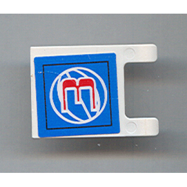 white flag 2 x 2 square with red number 3 and white wire frame basketball on blue background pattern sticker - sets 3432 3433