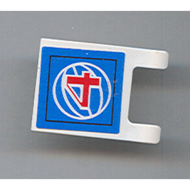 white flag 2 x 2 square with red number 4 and white wire frame basketball on blue background pattern sticker - sets 3432 3433