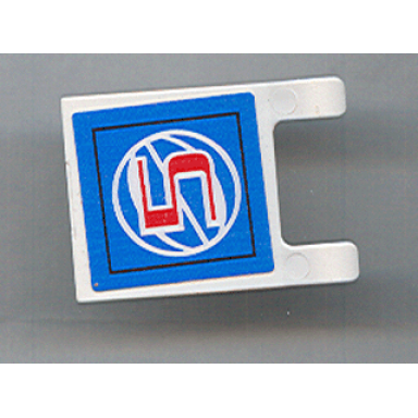 white flag 2 x 2 square with red number 5 and white wire frame basketball on blue background pattern sticker - sets 3432 3433
