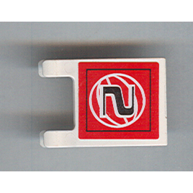 white flag 2 x 2 square with black number 2 and white wire frame basketball on red background pattern sticker - sets 3432 3433