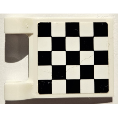 white flag 2 x 2 square with checkered pattern on both sides black corners stickers