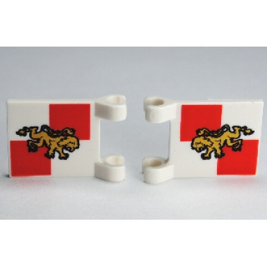 white flag 2 x 2 square with gold lion on red and white quarters background pattern