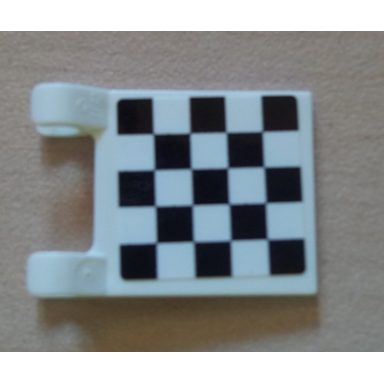 white flag 2 x 2 square with checkered pattern on one side black corners sticker