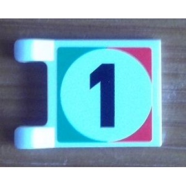 white flag 2 x 2 square with black number 1 in italian flag pattern on both sides stickers - set 8679
