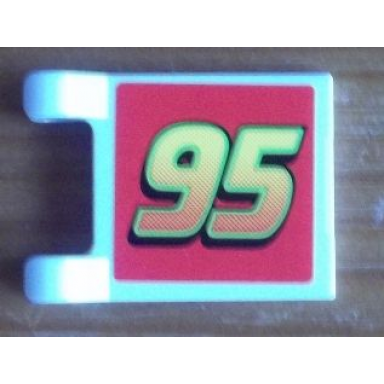 white flag 2 x 2 square with 95 pattern on both sides stickers - set 8679