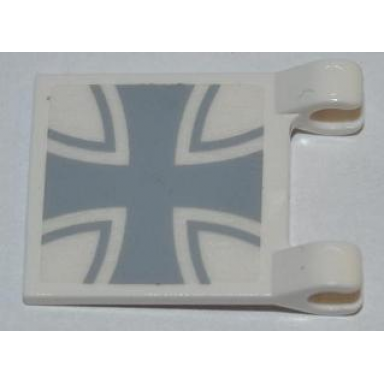 white flag 2 x 2 square with iron cross pattern sticker - set 7198