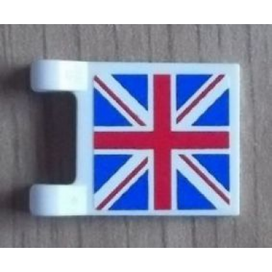 white flag 2 x 2 square with united kingdom flag union jack pattern on both sides stickers - set 8639