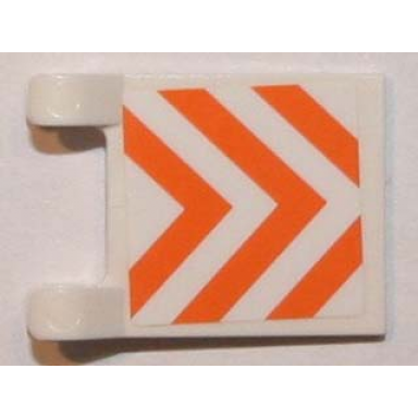 white flag 2 x 2 square with orange and white danger stripes pattern sticker - set 7649