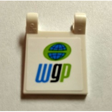 white flag 2 x 2 square with wgp world grand prix logo pattern sticker - set 8206
