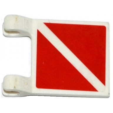 white flag 2 x 2 square with 2 red triangles pattern on both sides stickers - set 60095