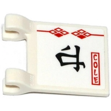 white flag 2 x 2 square with ninjago logogram earth and cole pattern on both sides stickers - set 70599