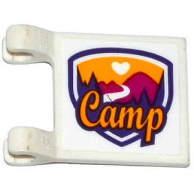 white flag 2 x 2 square with friends camp pattern to right of clips sticker - set 41122