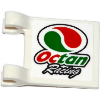 white flag 2 x 2 square with octan logo and octan racing pattern on both sides stickers - set 60115