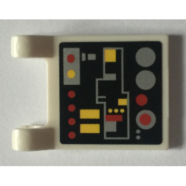 white flag 2 x 2 square with red and yellow lights and buttons pattern sticker - set 7754