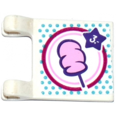 white flag 2 x 2 square with cotton candy and star shaped price tag pattern on both sides stickers - set 41133