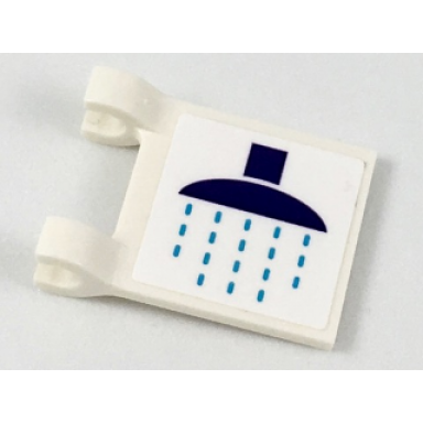 white flag 2 x 2 square with dark purple rainhead shower and dark azure drops pattern sticker - set 41313
