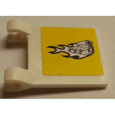 white flag 2 x 2 square with engine flames and bsc on yellow background pattern on both sides stickers - set 8154