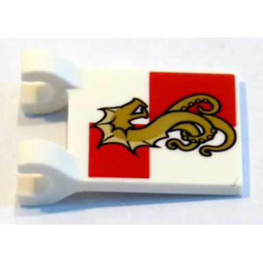 white flag 2 x 2 square with sea monster on red and white quarters background pattern leviathan